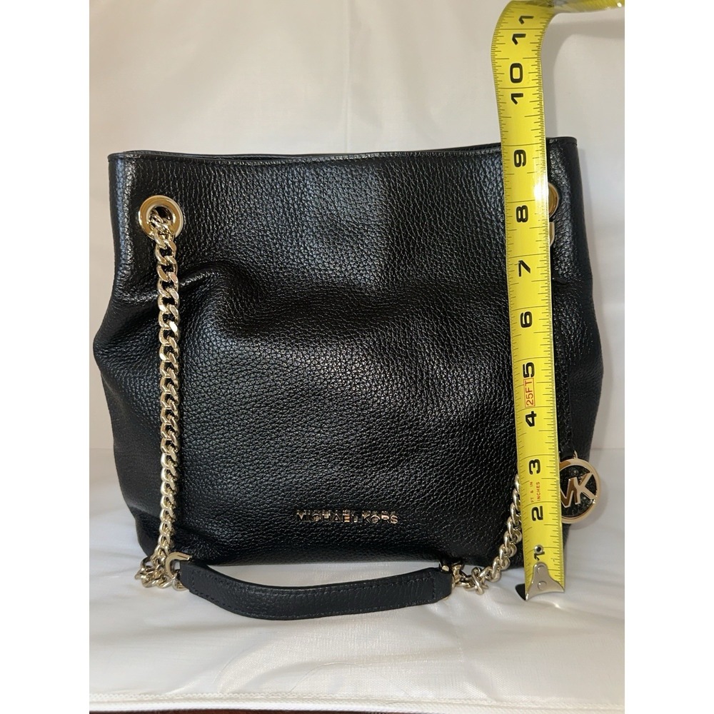Michael Kors Black Pebbled Leather Shoulder/Crossbody Bag Gold Hardware & Charm - Picture 6 of 9
